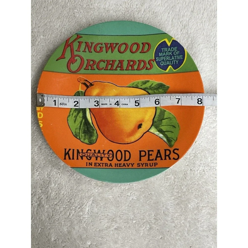Kingwood Orchards label Pears Extra Heavy Syrup Mug & Plate Kane Home VTG